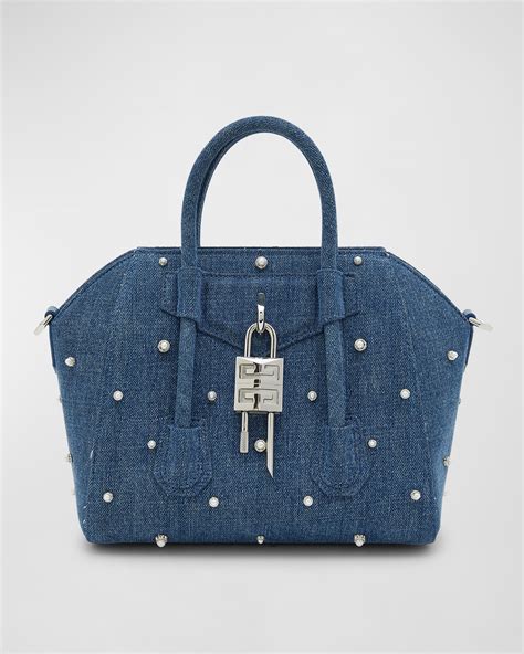 small givenchy antigona black|mini antigona lock denim tote bag.